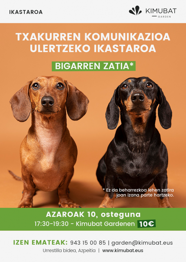 txakurrak ikastaroa curso canino mascotas kimubat azpeitia garden jardinarium